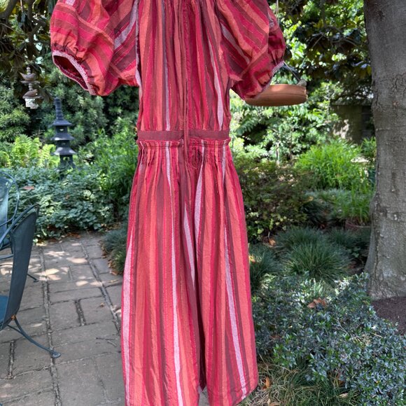 Ulla Johnson red Abigail Puff-Sleeve Midi Dress 0 - Picture 4 of 11